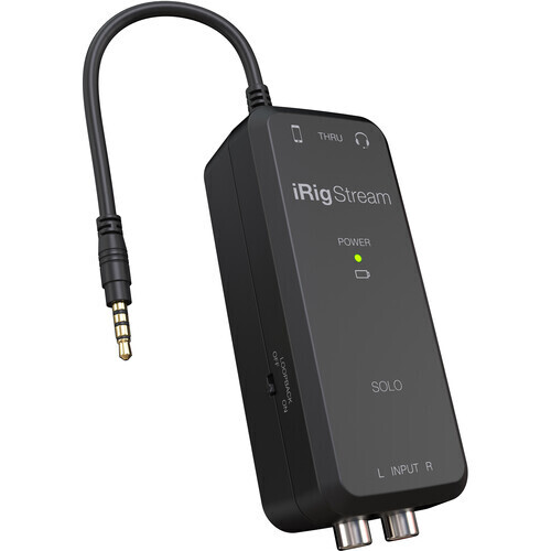 [iRig Stream SOLO] IK Multimedia iRig Stream Solo Ultracompact 3x1 TRRS Audio Interface for Smartphones and Tablets