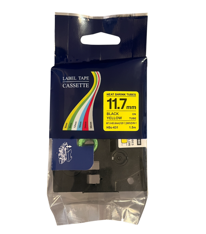 [00020] HSc- 631 Black on Yellow Label Tape (11.7mm)