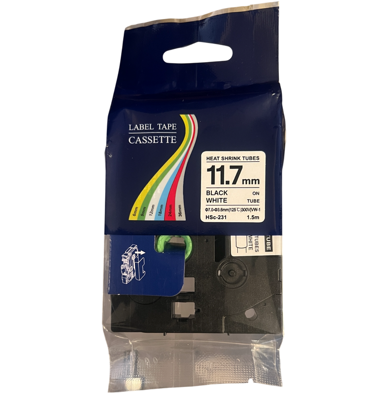 [00019] HSc- 231 Black on White Label Tape (11.7mm)