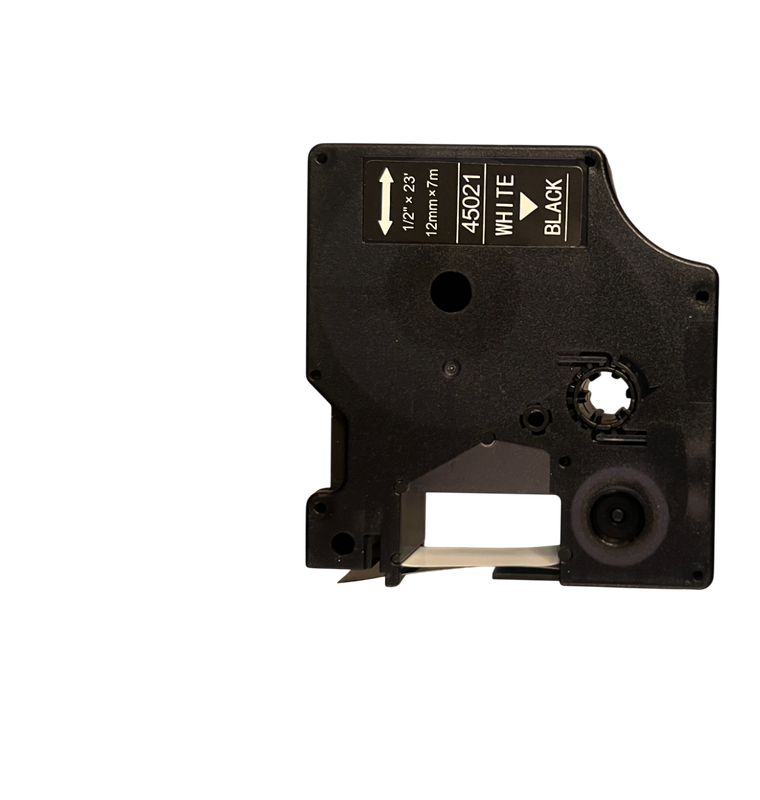 [00018] 45021-White on Black 12mm Label Tape