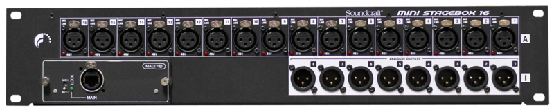 Soundcraft Mini Stagebox 16i for Si Series Consoles
#SOMSB16I1X MFR #MINI STAGEBOX 16I US