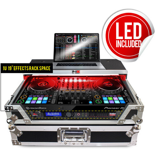 [ProX XS-DDJ1000 WLT LED] ProX XS-DDJ1000 WLT LED Flight Case for Pioneer DDJ-1000 Controller with Shelf, Wheels, and LED Kit (Black on Orange) #PRDDJ1KWLTBL  MFR #XS-DDJ1000 WLTOB LED