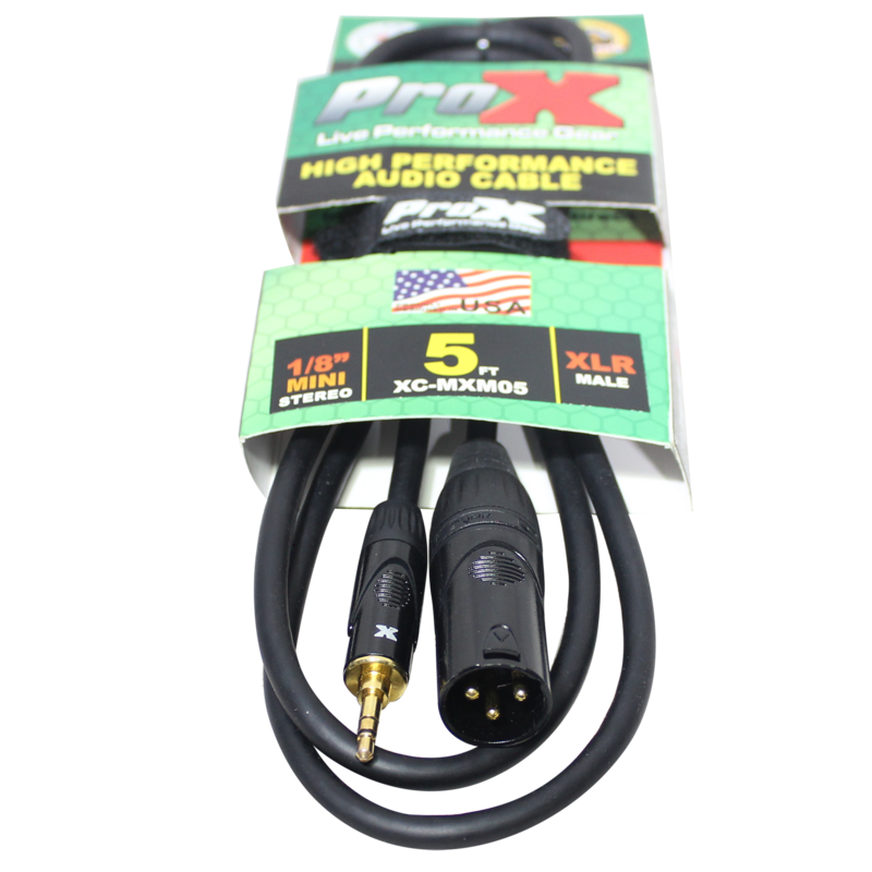 [ProX XC-MXM05] 5 Ft. UnBalanced Audio Cable 1/8" (3.5mm) TRS Mini to XLR-M
MFR: XC-MXM05