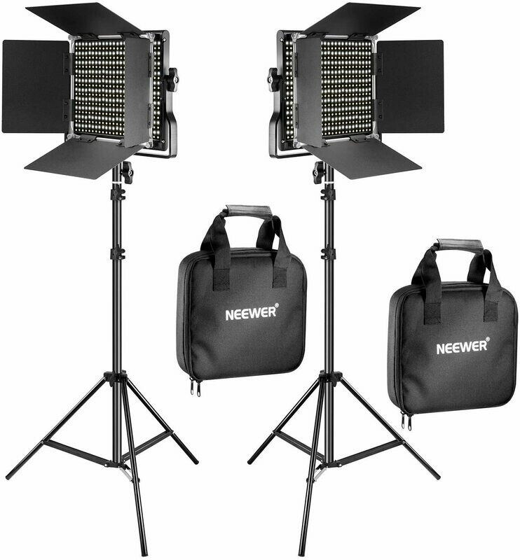 [Neewer 2 Pieces Bi-color 660 LED (D1-4-3, U4-1-5)] Neewer Bi-Color Video LED 2-Light Kit with Stands #NE90095562 MFR #90095562