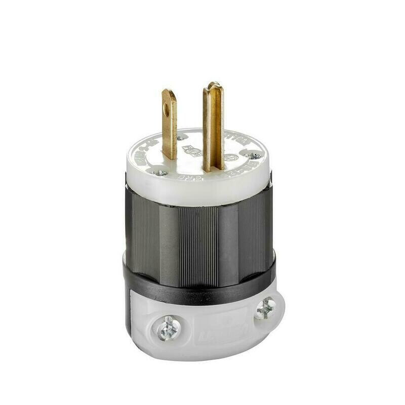 [LEV-5266C] LEVITON 5266C Straight Blade Plug, 15 Amp, 125 Volt, Industrial Grade - Black & White