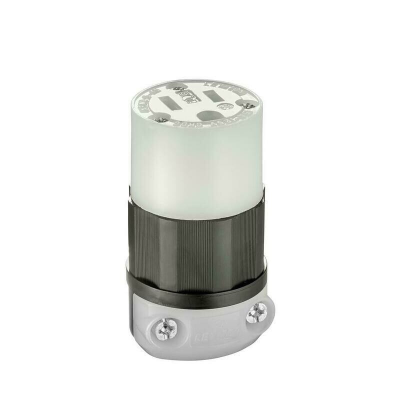[LEV 5269C] LEVITON 5269C Straight Blade Connector, 15 Amp, 125 Volt, Industrial Grade - Black & White