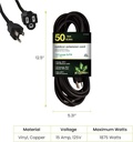 GO GREEN-13750BK 50' OUTDOOR EXTENSION CORD